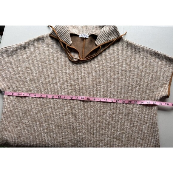 THML Ribbed Poncho Style Sweater Women Size XS/S Tan Boxy Oversized Pullover - Picture 7 of 10